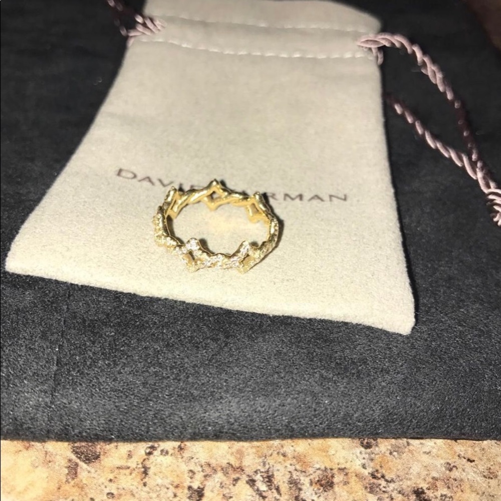 David Yurman diamond ring with yellow gold